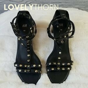 H&M // black gold studded gladiator sandals